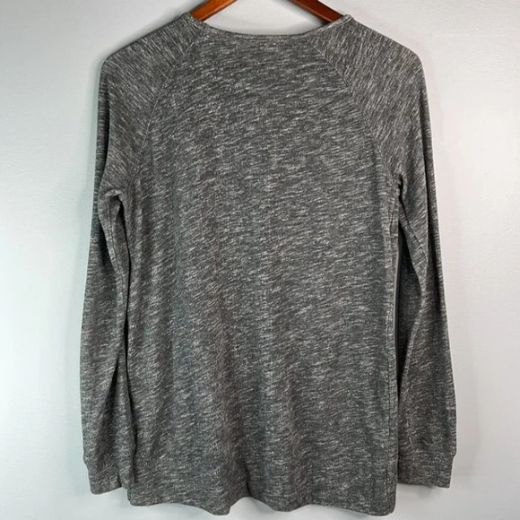 TENTREE Acre Sweater Organic Cotton Grey Longsleeve Marled Crossover Hem Size XS - Picture 6 of 10